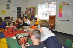 During Music Camp the children created their own drum using a clay flower pot. They learned to play their drums and performed for their parents.